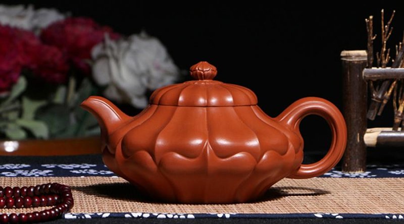 宜兴紫砂壶丨合菱壶_泥料：大红袍_容量：320cc