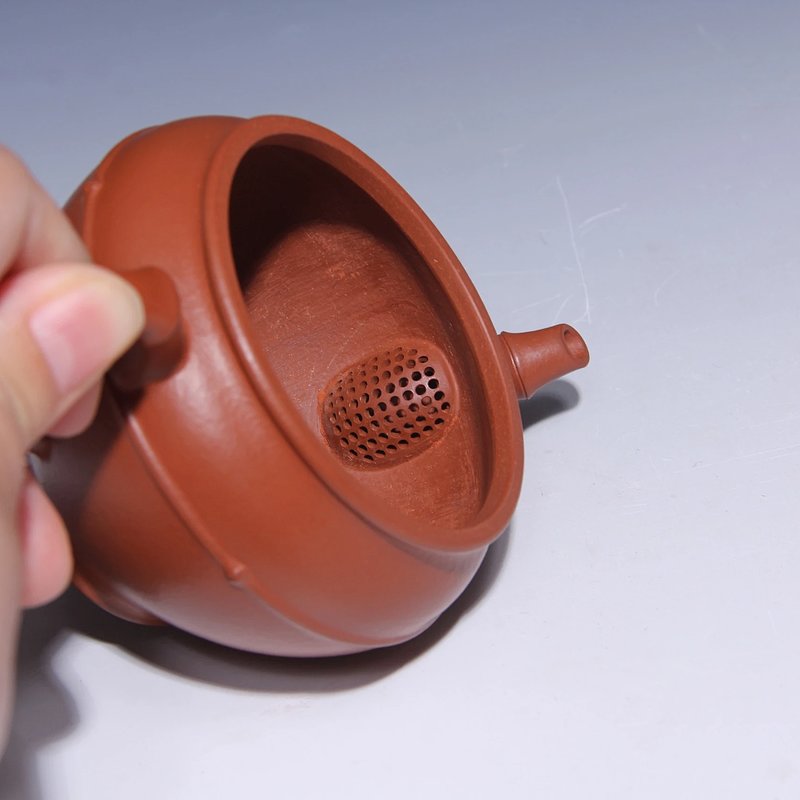宜兴紫砂壶丨大口线竹_泥料：朱泥_容量：180cc