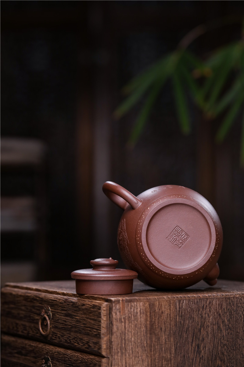 宜兴紫砂壶 | 鼓韵_泥料：紫泥_容量：360cc